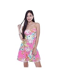 Junior Polyester/Spandex/Tulle Sweetheart Tropical Print Skater Dress 