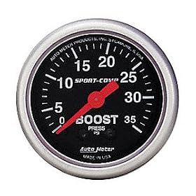 Auto Meter 3304 Sport-Comp 2-1/16" 0-35 PSI Mechanical Boost Gauge