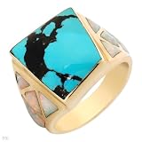 14K Yellow Gold Turquoise and Opal Men's Ring. Ring Size 11. Total Item weight 12.0 g.