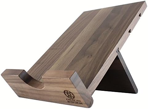 Solid Wood Cookbook Stand Kitchen iPad Holder for Tablets, Books, Documents, Boxed Wine; Adjustable Portable Desktop Podium Display Easel for Menus, Guest Book, iPad, Copyholder or Book Rest