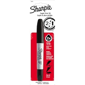 Sharpie Super Twin Tip Fine Point and Chisel Tip Permanent Markers, 1 Black Marker(36401PP)