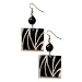 Gold-tone White Wood Aster & Laminated Capiz Shell Dangle Earrings