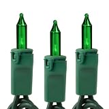 Green - 100 Bulbs - Length 46 ft. - Bulb Spacing 5.5 in. - Green Wire - Christmas Mini Light String - GKI Bethlehem 257504