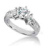 14K White Gold Round & Princess Cut Diamond Promise Engagement Ring (1.35ct.tw, HI Color, SI2-3 Clarity)