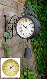 Primrose Horse and Bell Outdoor Clock with Thermometer