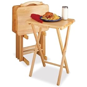 5Pc TV Table Set, Rectangular Includes 4 Tables with One Stand by Modern Lines