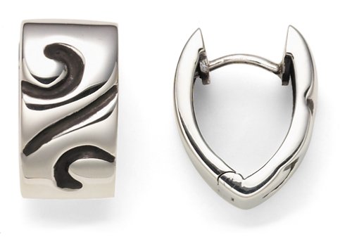 Sterling Silver Snap Hoop Earrings From The Swirl Collection by Zina