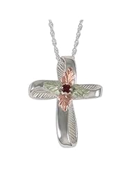 Black Hills Gold Mothers Cross Necklace in Sterling Silver - Available on 12 Genuine Birthstones