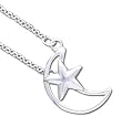 Moon & Star Solid Sterling Silver Toggle Necklace