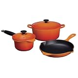 Le Creuset Essential Enameled Cast-Iron 5-Piece Cookware Set, Flame