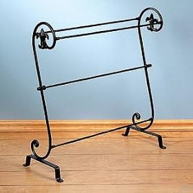 Black Iron Scroll Quilt Rack Blanket Towel Comforter Display Stand Throw Bedroom Guest Room Bathroom Valet Home Decor Fleur De Lis