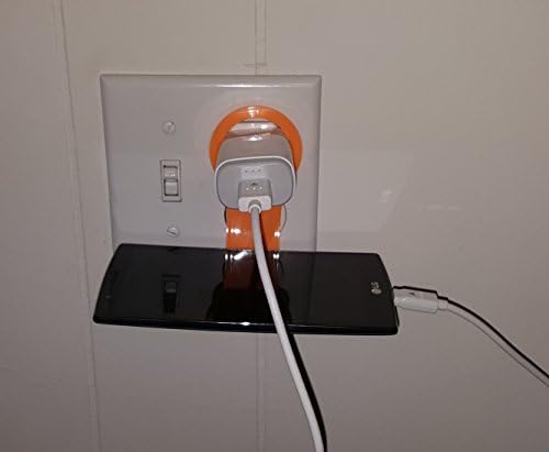 Folding Mobile Cell Phone Wall Charger Hanger Charging Rack Shelf (Orange)