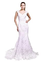 Sexy Mermaid Cutout Lace Backless  Dress with a Chapel Train 