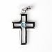 Sterling Silver - Cross - Cut-Out - Aquamarine CZ - 27mm Pendant Height
