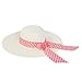 Princess Polka Dot Bow Natural Floppy Wide Brim Straw Beach Sun Hat, Coral Band