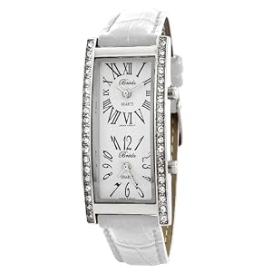 Breda Womens 2185 Wht White Nicola Dual Time Zone Classic Leather Watch