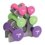 Tone Fitness SDNHS-TN020 20-Pound Hourglass Shaped Dumbbell Set with Rack