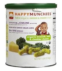 Happybaby Happymunchies Baked Organic Cheese and Veggie Snack, Organic Broccoli, Kale and Cheddar Cheese,   1.63-Ounces (Pack of 6)