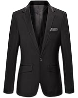 Mens Slim Fit Casual One Button Blazer Jacket