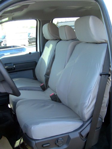 Exact Seat Covers, F480 X7, 2011-2012 Ford F250-F550 Front 40/20/40 Split Seat Custom Seat Covers, Gray Twill