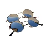 QLook Lennon Style Circular Sunglasses w/Mirrored Lens - (2 Lot Silver & Gold Frame)