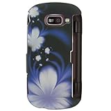 Hard Snap-on Shield RUBBERIZED BLACK With PURPLE FLOWERS Design Faceplate C ....