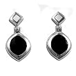 Stone Earrings - Black Onyx and Mother of Pearl - 20 mm