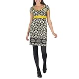 Juniors Xhilaration V-Neck Snowflake Sweater Dress - Yellow Print