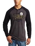 NFL Men's Pittsburgh Steelers BSD Long Sleeve Henley Tee (Charcoal Heather/Black, Large)