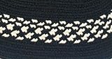 Oval Braided Rug (2'x3'): Black - Black & Cream Band