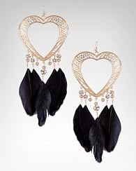 Oversized Heart & Feather Earring