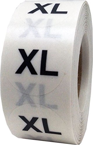 Clear Round Clothing Size Stickers That Say XL (Extra Large) | Adhesive Labels for Apparel Retail - 500 Total | 0.75 Inches in Diameter - Clear Size Dots With Black Print - Apparel Safe Adhesive | Acid Free | Eco-Friendly Print - 500 Total Size Labels