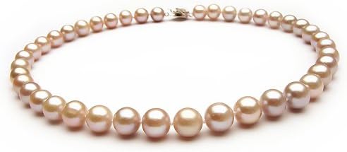 7-8mm Pink to Peach Genuine Freshwater Cultured Pearl Necklace 17", High Luster, 925 Sterling Silver Clasp