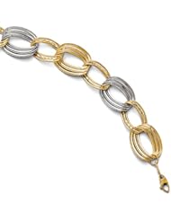 Leslies 14k Two-tone Polished & Diamond-cut Link Bracelet Length 7.25"
