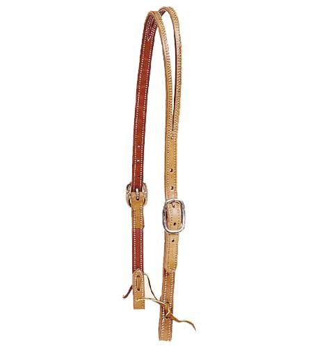 Harness Leather Split Ear Headstall with Water Strap Ends