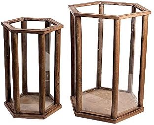 Oohlong Market, Set of Two Wood and Glass Terrariums