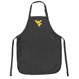 WVU Apron NCAA College Logo Black West Virginia University TOP RATED for Grilling, Barbecue, Kitchen and Cooking Best Unique Gifts for a Man, Men, HIM HER Women, Ladies. GIFT IDEA!