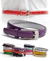 Solid Color Leather Adjustable Skinny Belt with