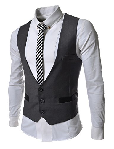 Thelees (tlv1) mens business slim fit 3 button vest wai…