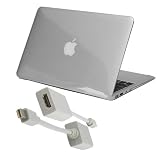 Premium Skque Clear Hard Plastic Crystal Case + Apple Macbook Mini Display Port to HDMI Adapter for Apple MacBook Air 13.3