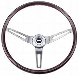 Classic Series GM Steering Wheel 16 in. Diameter 4 in. Dish 1960s GM Muscle Cars Real Mahogany Wood Rim Stainless Steel Spokes Standard Grant Bolt Pattern