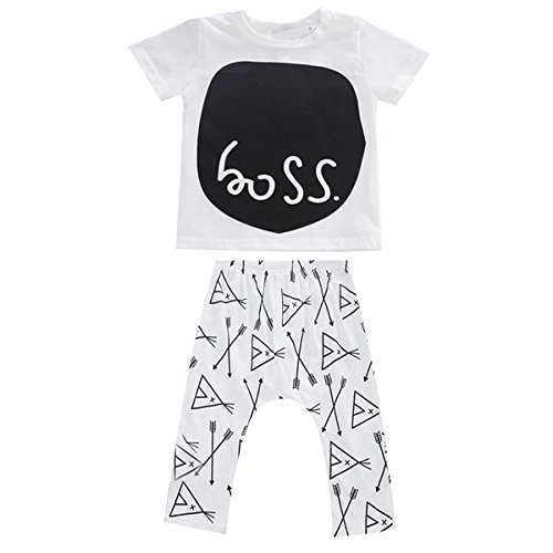 2pcs Newborn Toddler Kids Baby Boys Girls T-shirt Tops+Pants Outfits Clothes Set