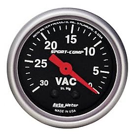 Auto Meter 3384 Sport-Comp 2-1/16" Mechanical Vacuum Gauge