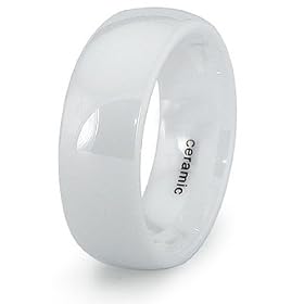8mm Domed White Ceramic Ring (Sizes 7-12): West Coast Jewelry: Jewelry