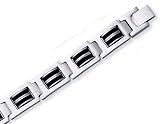 Stainless Steel Mens Bold Link Rubber Bracelet - 8.5 Inch