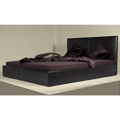 Designer Lederbett / Leder Tex Bett 180 x 200 braun, Textilleder mit Holz-Rahmen inkl. Lattenrost - Design M�bel Betten 2011