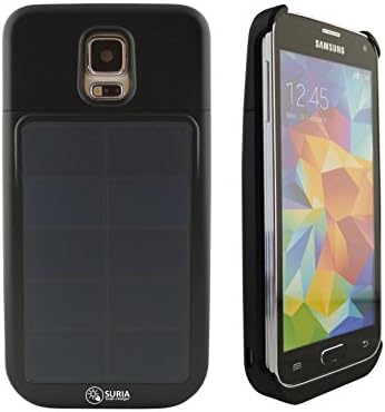 Samsung Galaxy S5 Power Case with Solar Charger 4000 mAh Rechargeable Back-Up Battery Case - SURIA CHARGER ® (by Portable Solar Shop) (Black)