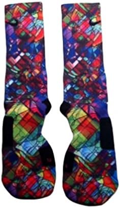 League Ready Customs Men's Stained Glass Custom Elite Socks Large Multi-Color