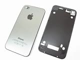 Metal Aluminum Siliver Color ~ Full Back Battery Cover Case Housing for Apple Iphone 4 G 4G with Frame ~ Repair Parts Replacement