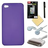 6 items, CASETRONICS Bundle Accessories For Apple Iphone 4G Series: Phone Case, Screen Protector, Microfiber Screen Rag, Stylus Screen Pen, USB Charger And Sony MDR-E10LP Earphones